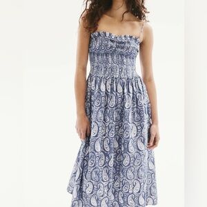 H&M Blue Paisley Smocked Dress